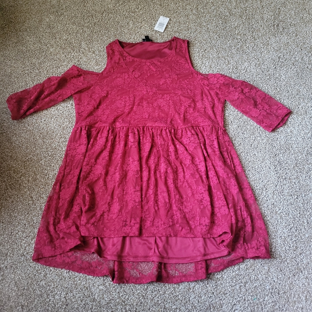 Torrid Pink Ruffled Tiered Fit and Flare Dress